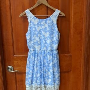 Blue Floral Halter Midi Sundress
